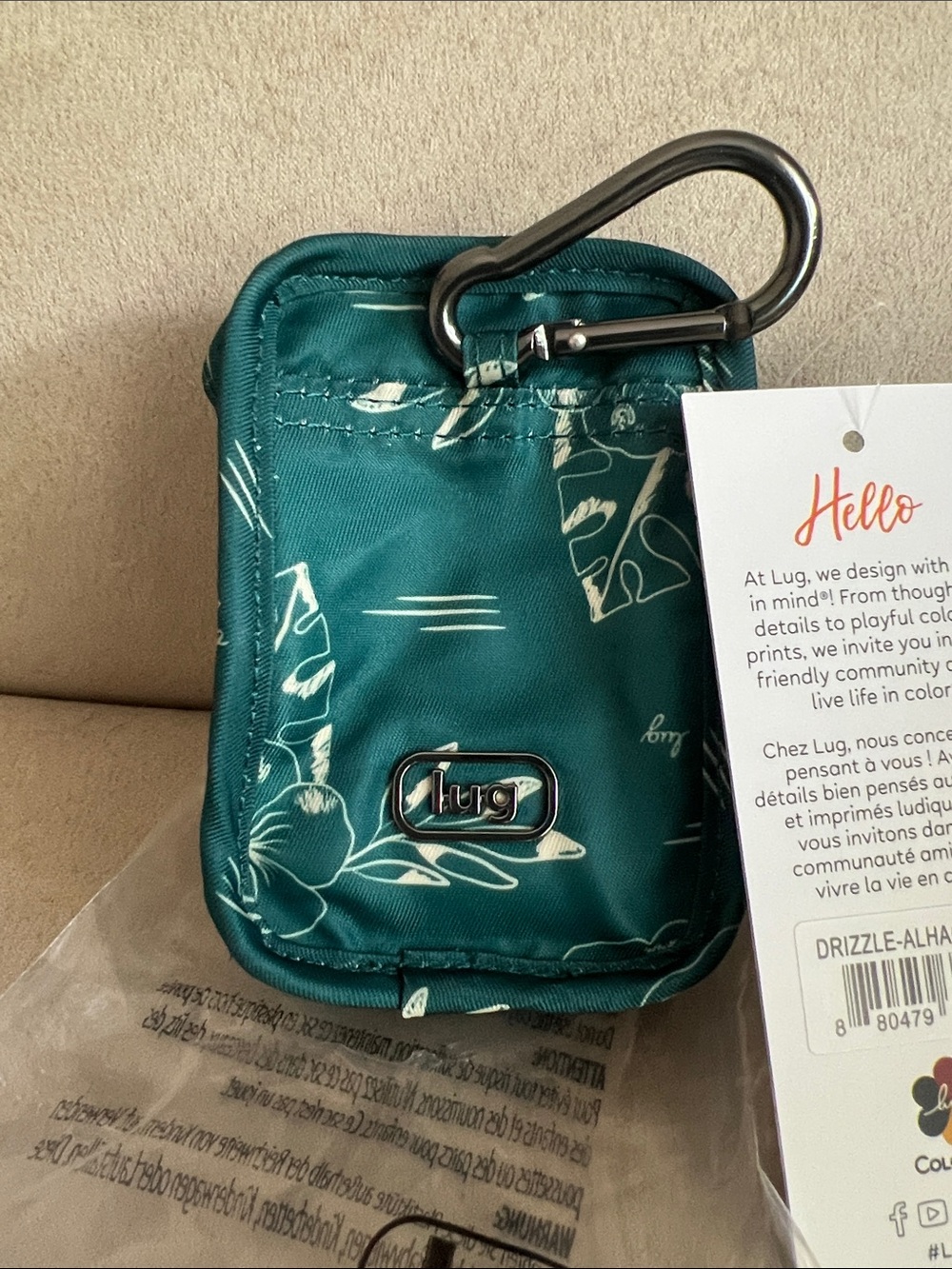 NWT Lug Embroidered Drizzle Zip Storage Pouch in Aloha Outline Teal 🌺